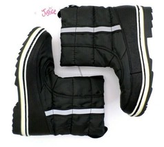 NEW Justice Black Quilted Puffy Snow Boots with Reflective Strips Sz 3-Youth NWT - $20.79