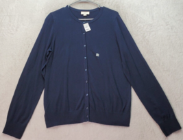 LOFT Cardigan Sweater Womens Large Navy Knit Long Sleeve Round Neck Button Front - £19.92 GBP