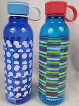 2 Starbucks Plastic Water Bottles Cup Blue Twist off Lid 25 Oz. New - £15.91 GBP
