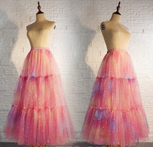 Rainbow Color Long Tulle Skirt Women Custom Plus Size Layered Tulle Skirt image 5