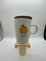 Rae Dunn Blessed mug with Pumpkin and matching wood top/lid - £16.74 GBP
