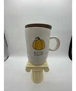 Rae Dunn Blessed mug with Pumpkin and matching wood top/lid - £16.57 GBP