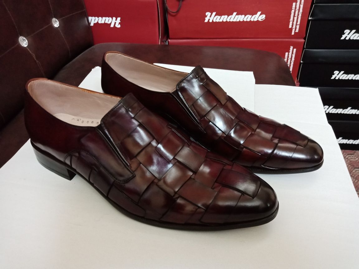 NEW Handmade Men Dark burgundy Leather strap Loafer moccasins Shoes Men formal s