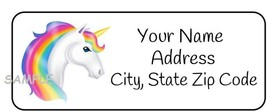 30 Personalized Rainbow Unicorn return address labels,stickers,tags,gifts - £9.43 GBP