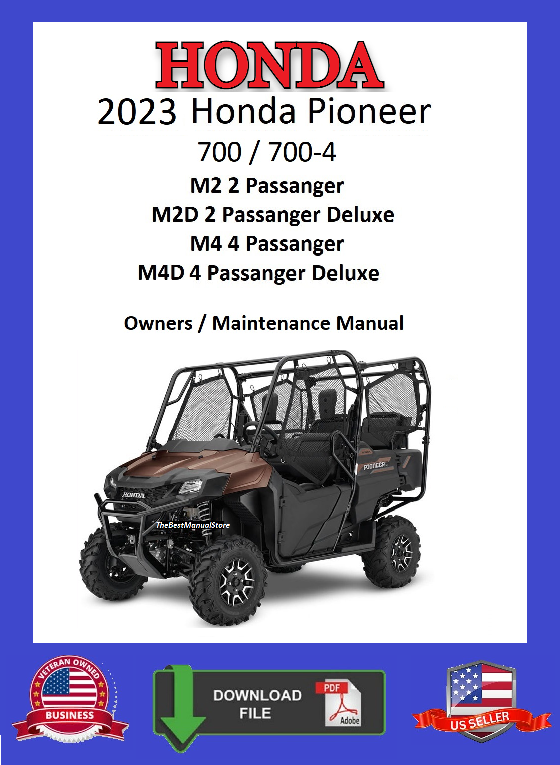 2023 Honda Pioneer 700 / 700-4 SXS Owners / Maintenance Manual - $12.95