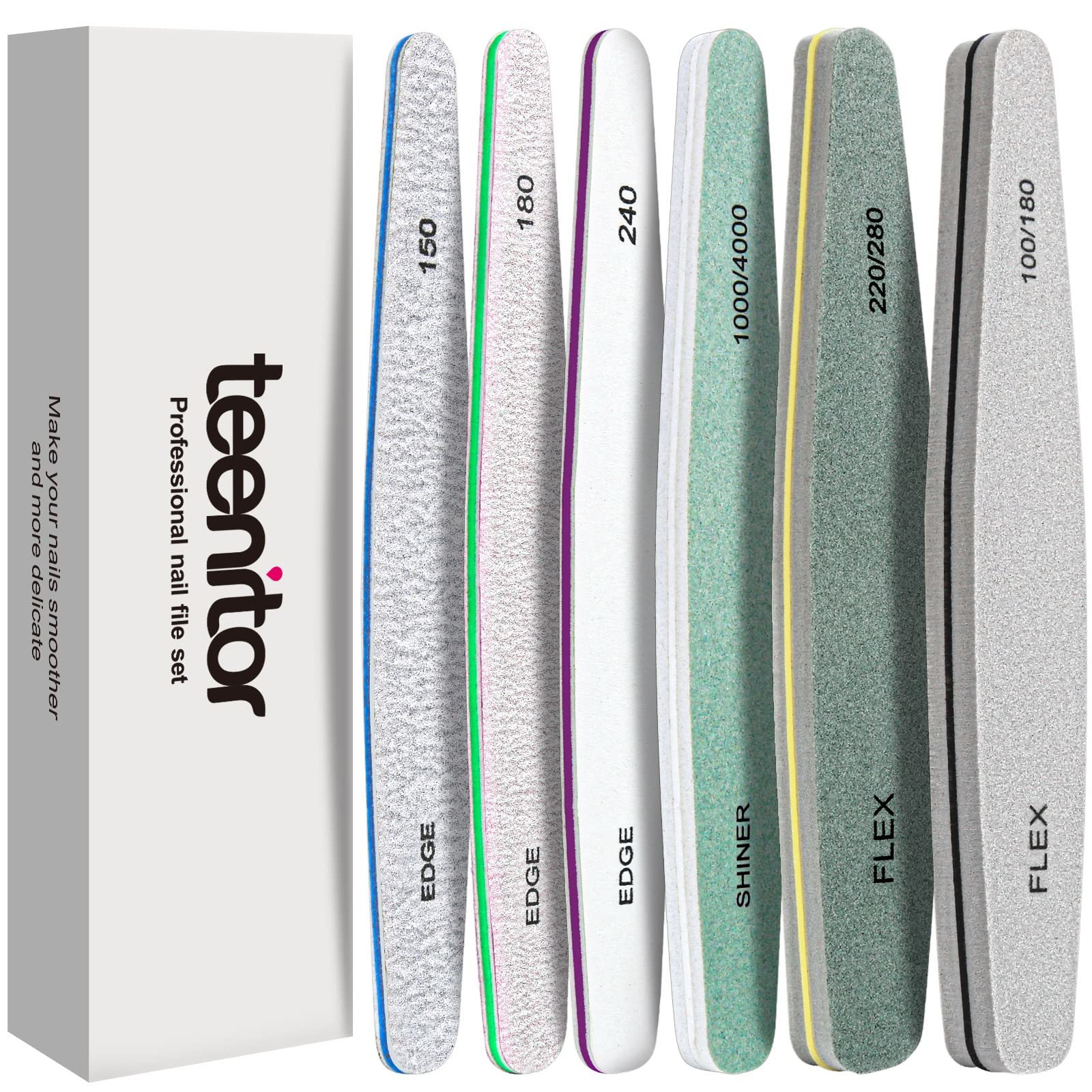 Teenitor Nail File Nail Buffer, 6 pcs Nail Files and Buffers for Natural Nails,