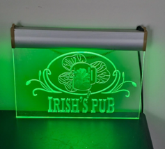 Light-Up Green Plug-In Acrylic Light Wall Hanging St. Patrick&#39;s Day Iris... - $24.75
