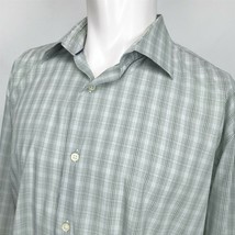 Banana Republic Spread Collar Casual Shirt XL Slim Fit Green Shadow Plaid - $14.84
