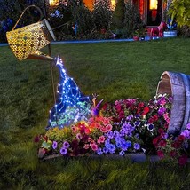 Solar Watering Can With Lights Outdoor Hanging Waterproof, Blue Garden Decor - £40.75 GBP