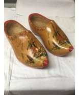 Hand Carved Painted Wooden Shoes Clogs Dutch Holland 27cm Decorative - £25.64 GBP