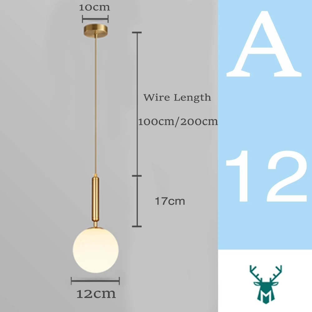   Gl Ball Pendant Lights Creative Minimalist LED Hanging Lamp Designer for room  - £138.79 GBP