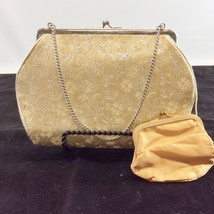 Purse Brocade Tapestry Floral Clutch Bag Gold Chain Strap Coin Purse Vintage - £15.78 GBP