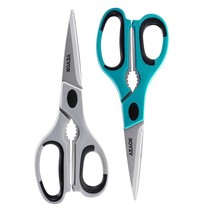 Kitchen Scissors 2 Pack Stainless Steel Kitchen Cooking Shears Cyan+Grey - $21.77