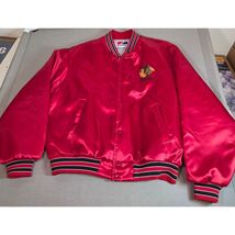 Vintage Chicago Blackhawks Swingster Red Satin Mens Bomber Jacket XL USA - $91.53 CAD