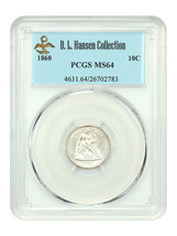 1860 10C PCGS MS64 ex: D.L. Hansen - $763.88