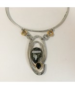 Designer Necklace Smoke Black Crystal Gold Silver Statement Pendant Hand... - €225,79 EUR