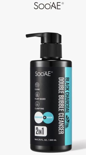1ea Soo’AE Purifying Black Charcoal Double 2in1 Bubble Cleanser + Mask 6.76oz