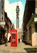 1970 London Post Office Tower Red Phone Booth Toby Ale Sign Chrome Postcard - £19.71 GBP