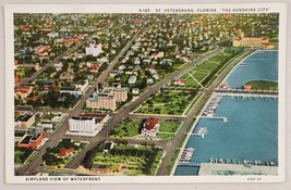 Aerial View Waterfront St Petersburg,Florida Vintage White Border Postcard - $9.88