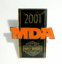 Harley Davidson 2001 MDA Ride Enamel Lapel Pin Orange &amp; Black Imperfect  - £11.73 GBP