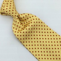 Zilli Italy Tie Gloss Gold Orange Polka Dots Heavy Weight Luxury Necktie Silk L1 - £72.33 GBP