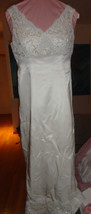 Dutch Satin Hand Beaded Professionally custom made Wedding Dress Sleeveless S/M - £251.39 GBP