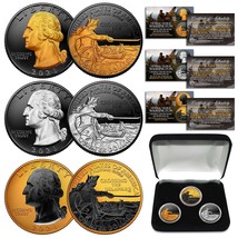 2021 WASHINGTON DELAWARE Quarters RUTHENIUM SILVER GOLD - SET of 3 with BOX - $45.95