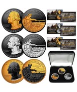 2021 WASHINGTON DELAWARE Quarters RUTHENIUM SILVER GOLD - SET of 3 with BOX - $45.95