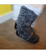 Muk Luks Faux Fur Lined Side Button Knit Sweater Boots Womens Sz 7 Black - $25.52 CAD