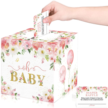 Floral Diaper Raffle Tickets 50 Pcs with Diaper Raffle Card Box Baby Shower Hold - £15.80 GBP