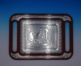 Judaica by Unknown Italian Sterling Silver Tray Shabbat with Wood (#4819) - £1,023.97 GBP