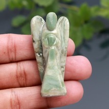 Natural zebra jasper Stone standing guardian Angel crystal Reiki energy blessed - $16.91