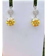 4 Ct. TW Moissanite Drop Earrings in Yellow, Turquoise, or Dazzling Purple - £59.25 GBP