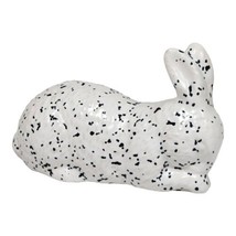 Vtg Bunny Rabbit Cottage Core Ceramic 7.5&quot; Figurine Spotted Black &amp; White - $17.59