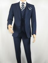Men Suit BERLUSCONI Turkey 100% Italian Wool Super 180's 3pc Vested #Ber20 Navy image 4
