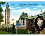 Baton Rouge State Capitol Huey P Long Bridge New Orleans UNP Linen Postc... - $2.92