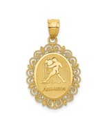 14K Yellow Aquarius Zodiac Oval Pendant - $310.99