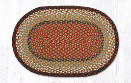 Earth Rugs C-19 Burgundy Mustard Oval Braided Rug 20&quot; x 30&quot; - £31.57 GBP