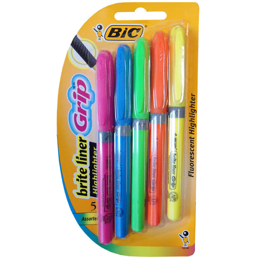 Primary image for BiC Briteliner Grip Highlighters 5pk (Assorted)