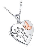 Heart-Shape Lockets Necklaces that Hold Pictures - 925 for - £115.19 GBP