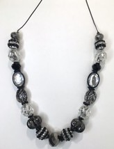NY Brand Black &amp; White Art Deco Style Crystal Beaded Necklace 21”+ 3&quot; Ex... - $15.00