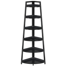 Corner Shelf 6 Tier, 70.9 Inch Tall Corner Bookshelf, Black Modern Corner Ladder - £121.00 GBP