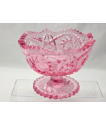 Vintage LE SMITH Pink Crystal Carnival Glass 6.5&quot; Footed Bowl Compote Dish - $725.27 MXN