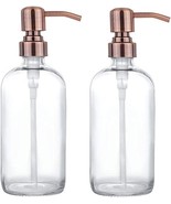 2 Pack Thick Clear Glass Pint Jar Soap Dispenser With Copper, Lotions Soap - $44.93