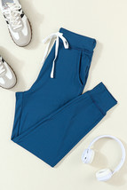 Sail Blue Drawstring Elastic Waistband Pocketed Joggers - $241.02 MXN