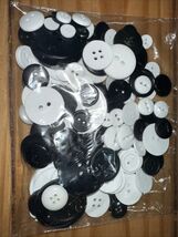 Lot of Mixed Buttons All Sizes Black And White Bag Of Buttons 4 Oz Bag - $7.92