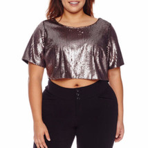 Boutique Ashley Tipton Scoop Neck Sequin Blouse Plus Size 2X Matte Rose NEW - £21.00 GBP