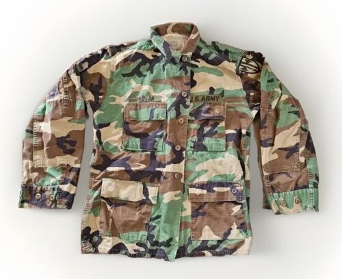 Vintage US Military Surplus Army Shirt Medium Woodland Camouflage Camo B... - $19.75