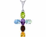 Galaxy Gold GG 14k White Gold Cross Necklace with Natural oval-shaped Mu... - $485.09+