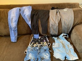 Justice Clothes 3 shorts 2 pants and crop stretch pants Size 12 - $9.85